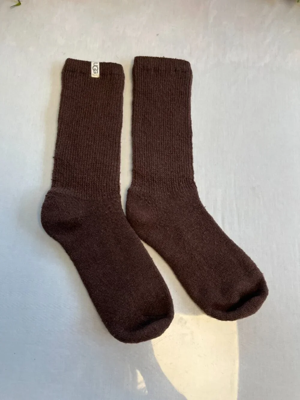 UGG Shealy Cozy Crew Socks Cola Brown One Size